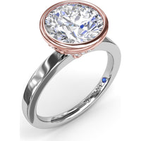 Bezel-Set Engagement Ring Setting with Hidden Halo and Peek-a-Boo Diamond by Fana - 0.10 Carat Total Diamond Weight