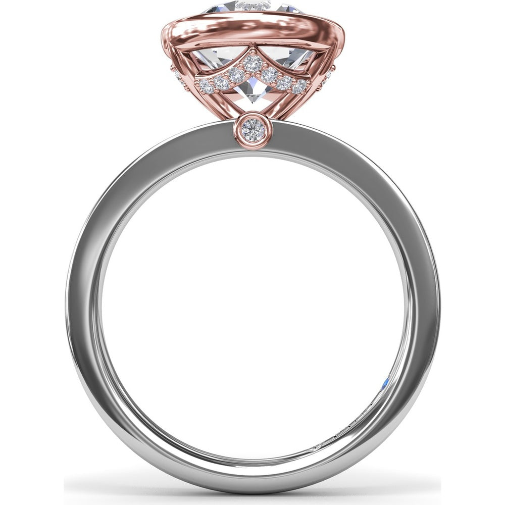 Bezel-Set Engagement Ring Setting with Hidden Halo and Peek-a-Boo Diamond by Fana - 0.10 Carat Total Diamond Weight