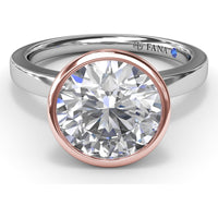 Bezel-Set Engagement Ring Setting with Hidden Halo and Peek-a-Boo Diamond by Fana - 0.10 Carat Total Diamond Weight