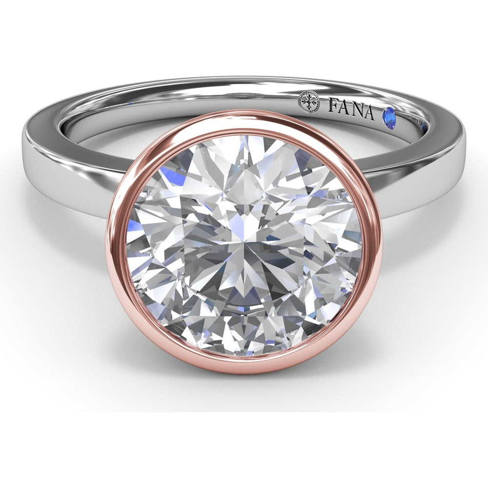Bezel-Set Engagement Ring Setting with Hidden Halo and Peek-a-Boo Diamond by Fana - 0.10 Carat Total Diamond Weight