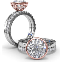Bezel-Set Engagement Ring Setting with Hidden Halo and Peek-a-Boo Diamond by Fana - 0.10 Carat Total Diamond Weight