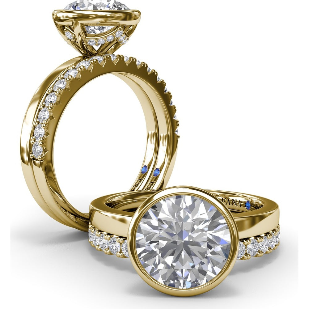Bezel-Set Engagement Ring Setting with Hidden Halo and Peek-a-Boo Diamond by Fana - 0.10 Carat Total Diamond Weight
