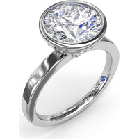 Bezel-Set Engagement Ring Setting with Hidden Halo and Peek-a-Boo Diamond by Fana - 0.10 Carat Total Diamond Weight