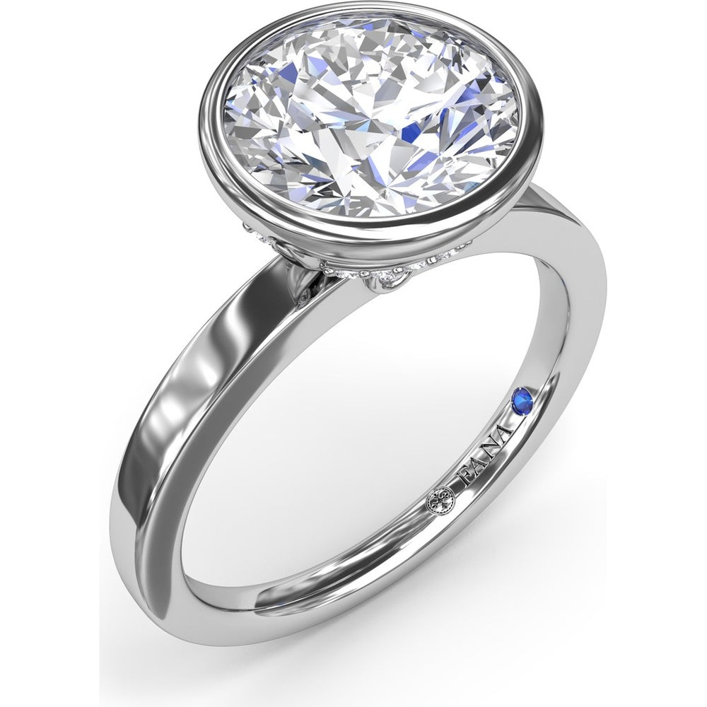 Bezel-Set Engagement Ring Setting with Hidden Halo and Peek-a-Boo Diamond by Fana - 0.10 Carat Total Diamond Weight