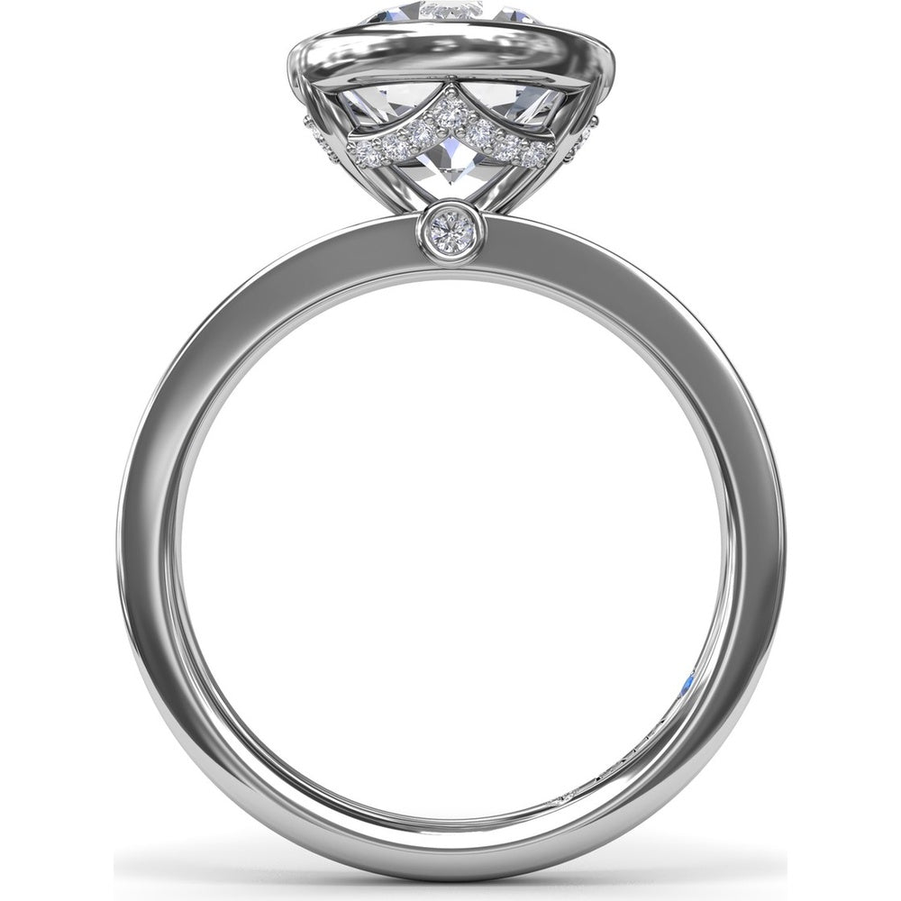 Bezel-Set Engagement Ring Setting with Hidden Halo and Peek-a-Boo Diamond by Fana - 0.10 Carat Total Diamond Weight