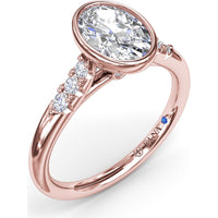 Bezel Set Engagement Ring Setting with Pavé Side Diamonds and Split Shank by Fana - 0.16 Carat Total Diamond Weight