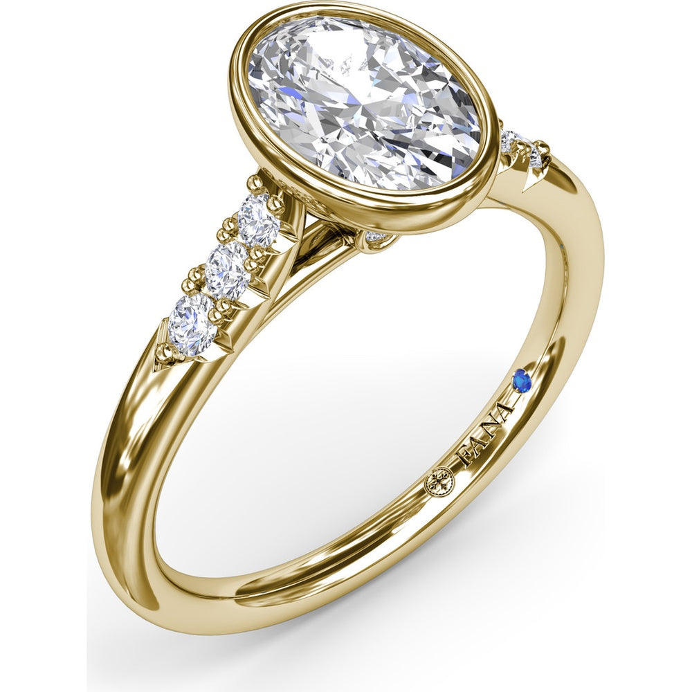 Bezel Set Engagement Ring Setting with Pavé Side Diamonds and Split Shank by Fana - 0.16 Carat Total Diamond Weight