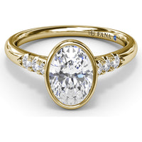 Bezel Set Engagement Ring Setting with Pavé Side Diamonds and Split Shank by Fana - 0.16 Carat Total Diamond Weight