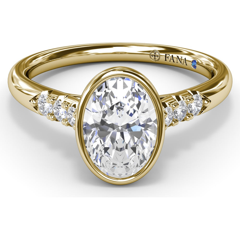 Bezel Set Engagement Ring Setting with Pavé Side Diamonds and Split Shank by Fana - 0.16 Carat Total Diamond Weight