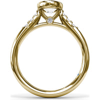 Bezel Set Engagement Ring Setting with Pavé Side Diamonds and Split Shank by Fana - 0.16 Carat Total Diamond Weight
