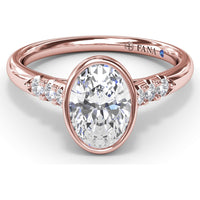 Bezel Set Engagement Ring Setting with Pavé Side Diamonds and Split Shank by Fana - 0.16 Carat Total Diamond Weight