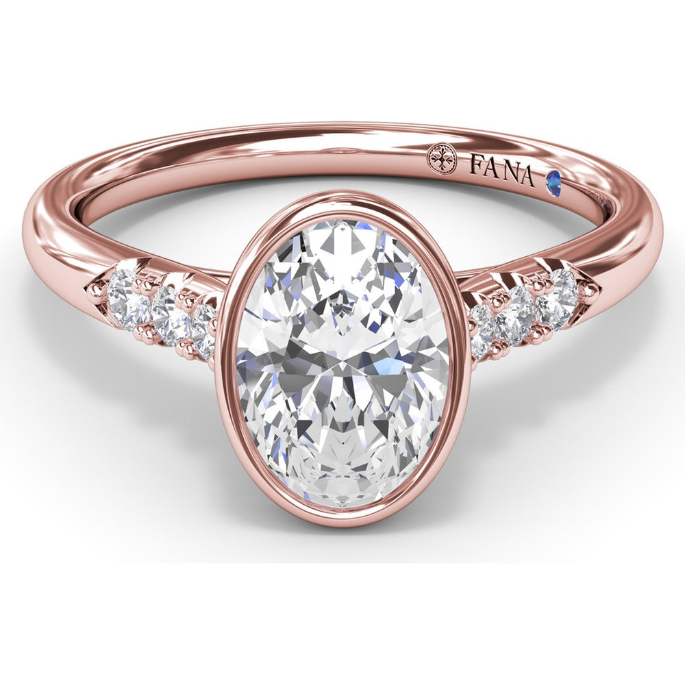 Bezel Set Engagement Ring Setting with Pavé Side Diamonds and Split Shank by Fana - 0.16 Carat Total Diamond Weight