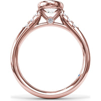 Bezel Set Engagement Ring Setting with Pavé Side Diamonds and Split Shank by Fana - 0.16 Carat Total Diamond Weight