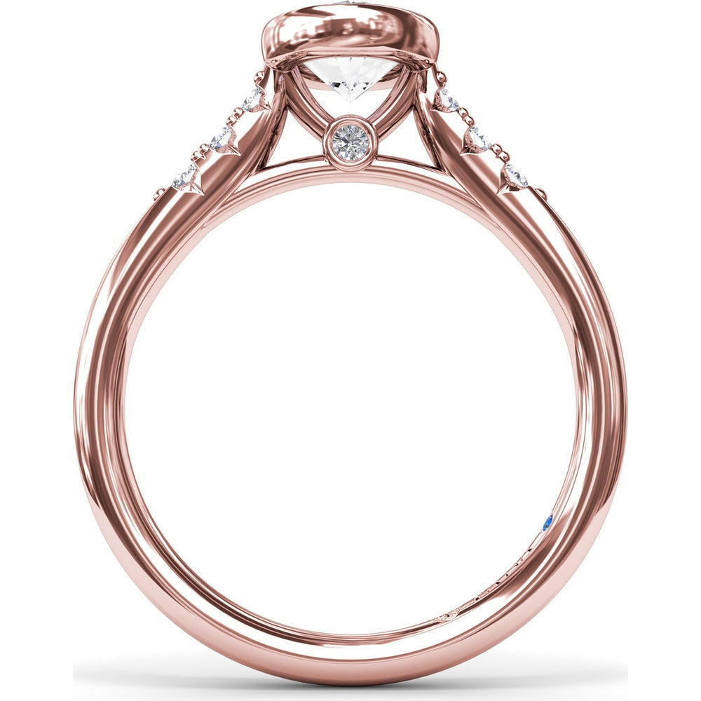 Bezel Set Engagement Ring Setting with Pavé Side Diamonds and Split Shank by Fana - 0.16 Carat Total Diamond Weight
