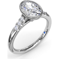 Bezel Set Engagement Ring Setting with Pavé Side Diamonds and Split Shank by Fana - 0.16 Carat Total Diamond Weight