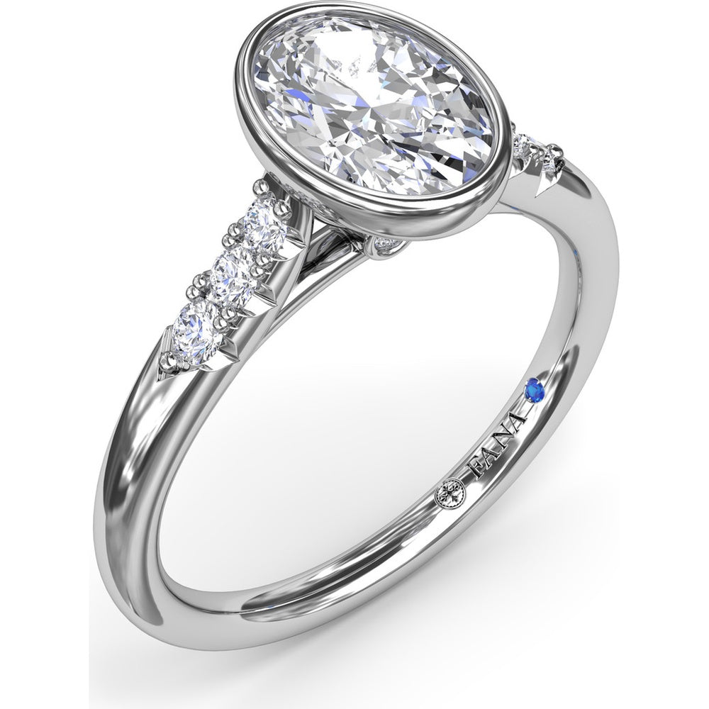 Bezel Set Engagement Ring Setting with Pavé Side Diamonds and Split Shank by Fana - 0.16 Carat Total Diamond Weight