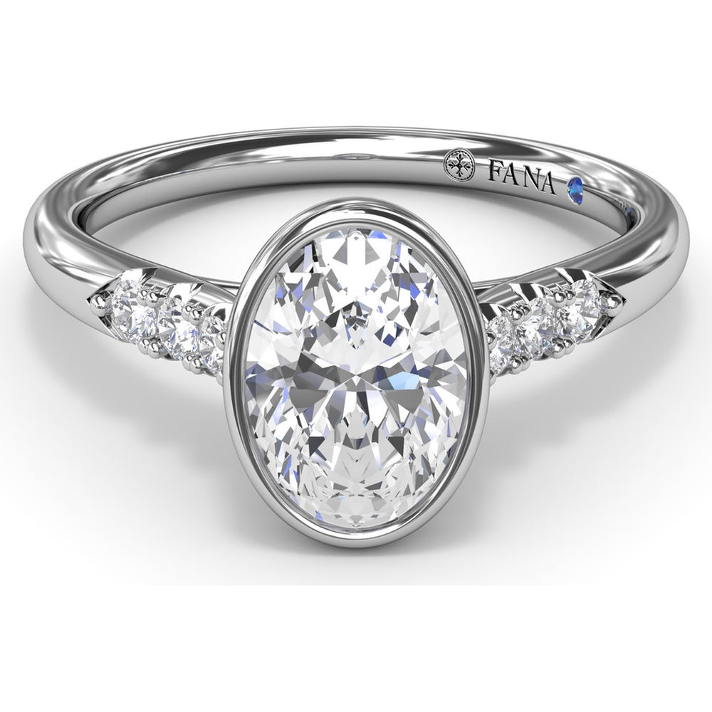 Bezel Set Engagement Ring Setting with Pavé Side Diamonds and Split Shank by Fana - 0.16 Carat Total Diamond Weight