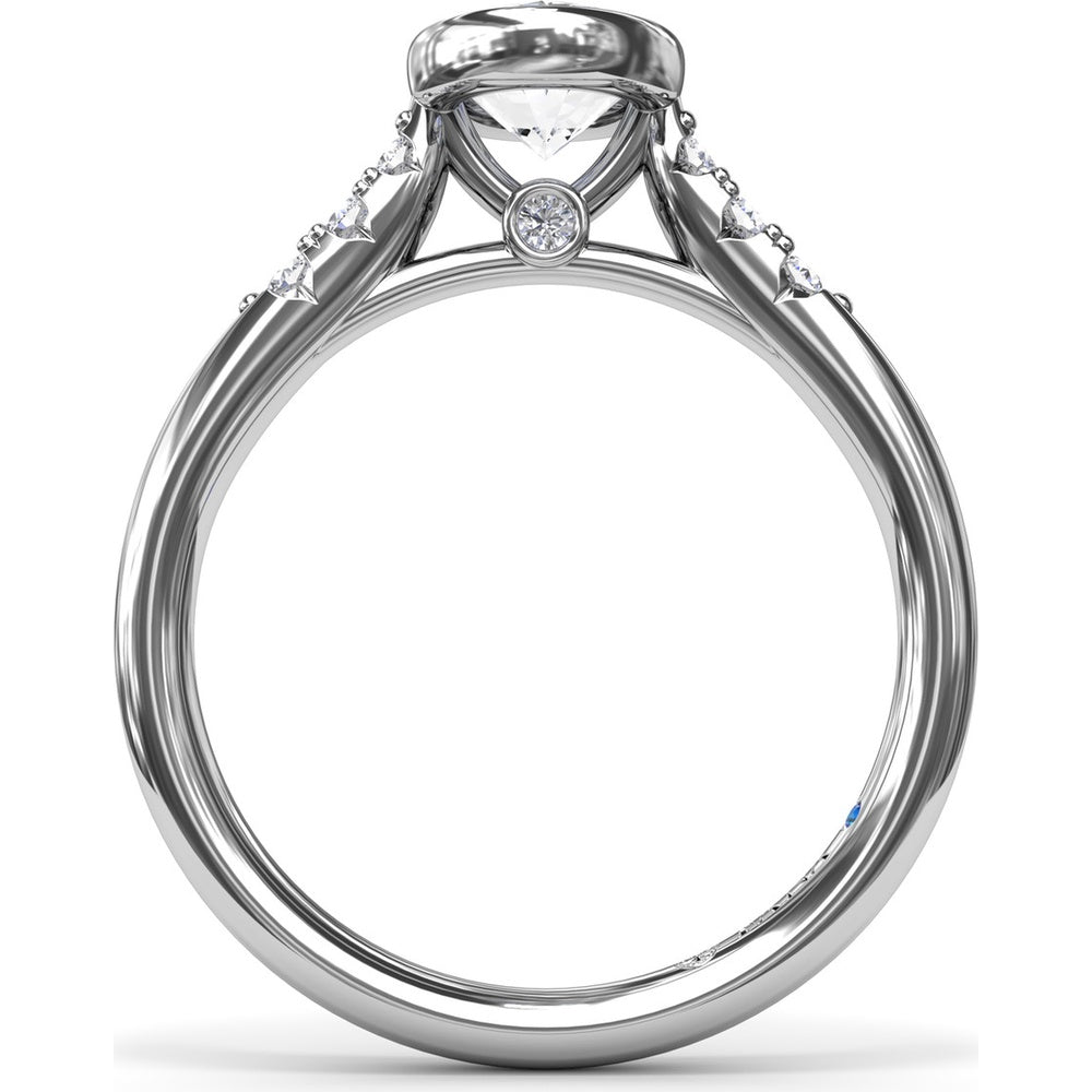 Bezel Set Engagement Ring Setting with Pavé Side Diamonds and Split Shank by Fana - 0.16 Carat Total Diamond Weight
