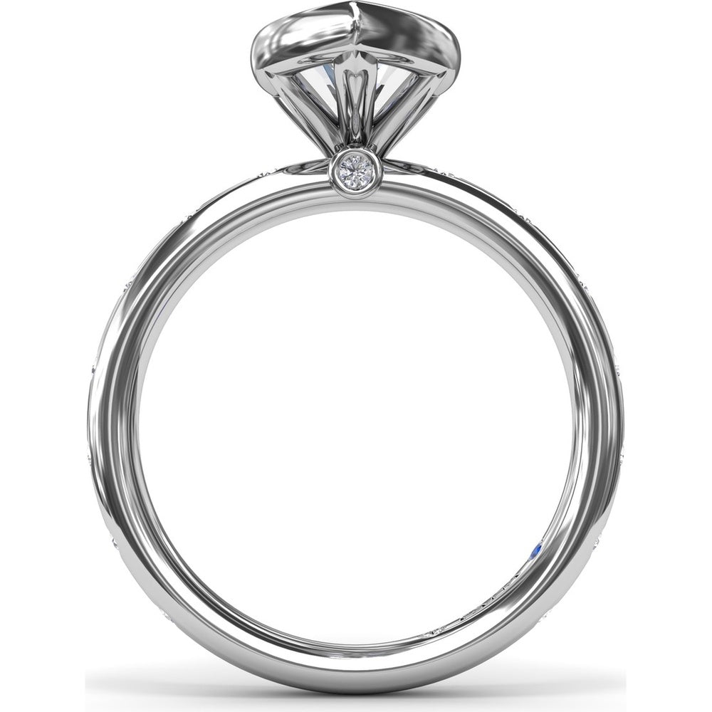 Bezel Set Marquise Cut Diamond Engagement Ring Setting with Flush Set Diamond Band by Fana - 0.27 Carat Total Diamond Weight