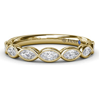 Bezel Set Marquise Diamond Wedding Band by Fana - 0.50 Carat Total Diamond Weight