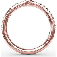 Bezel-Set Oval Center Diamond Band with Pavé Round Diamonds by Fana - 0.36 Carat Total Diamond Weight