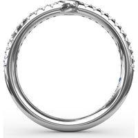 Bezel-Set Oval Center Diamond Band with Pavé Round Diamonds by Fana - 0.36 Carat Total Diamond Weight