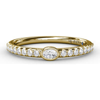 Bezel-Set Oval Center Diamond Band with Pavé Round Diamonds by Fana - 0.36 Carat Total Diamond Weight