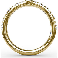 Bezel-Set Oval Center Diamond Band with Pavé Round Diamonds by Fana - 0.36 Carat Total Diamond Weight