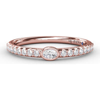 Bezel-Set Oval Center Diamond Band with Pavé Round Diamonds by Fana - 0.36 Carat Total Diamond Weight