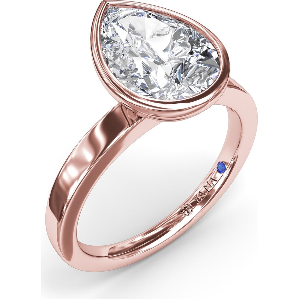 Bezel Set Pear-Shaped Diamond Engagement Ring Setting by Fana