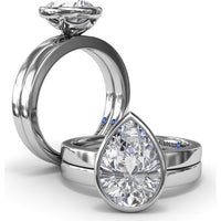 Bezel Set Pear-Shaped Diamond Engagement Ring Setting by Fana