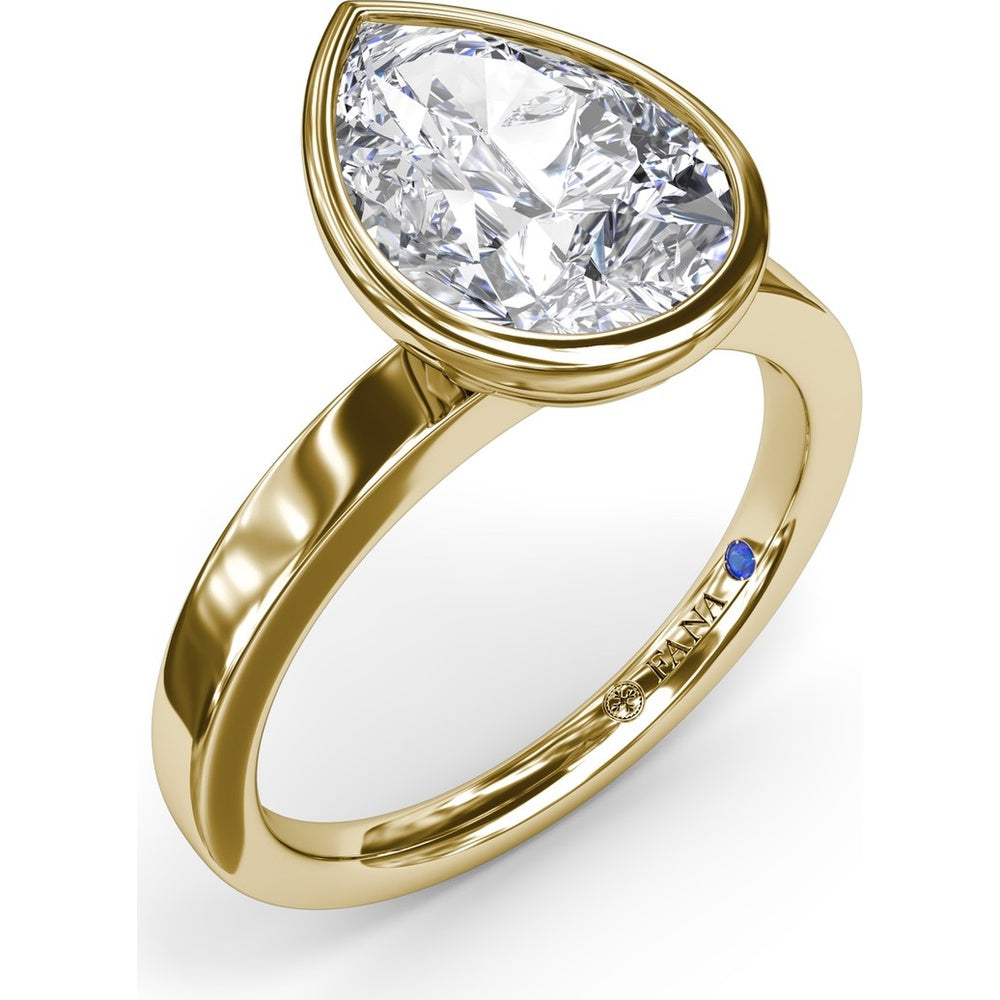 Bezel Set Pear-Shaped Diamond Engagement Ring Setting by Fana