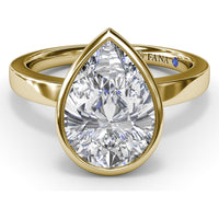 Bezel Set Pear-Shaped Diamond Engagement Ring Setting by Fana