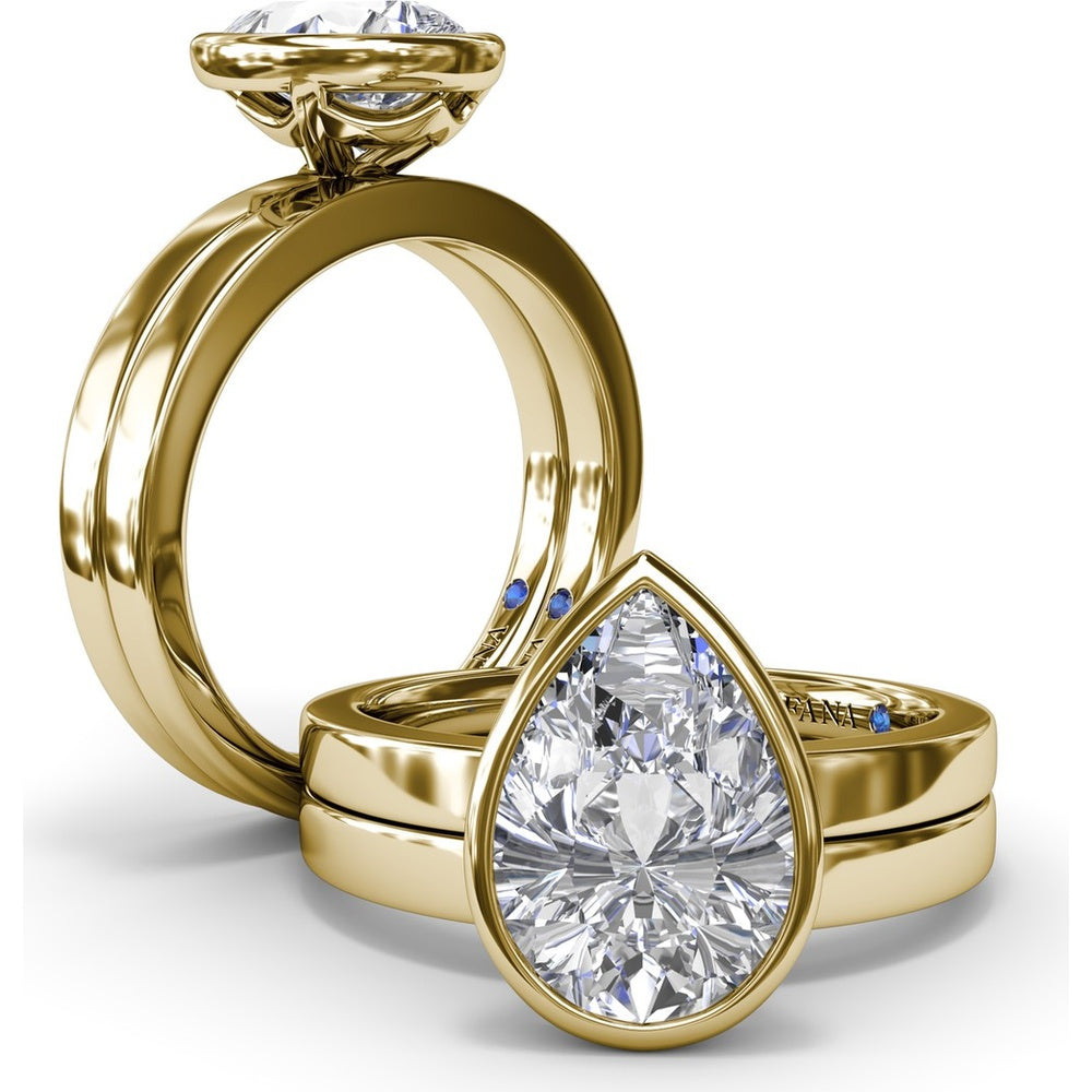 Bezel Set Pear-Shaped Diamond Engagement Ring Setting by Fana