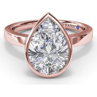 Bezel Set Pear-Shaped Diamond Engagement Ring Setting by Fana