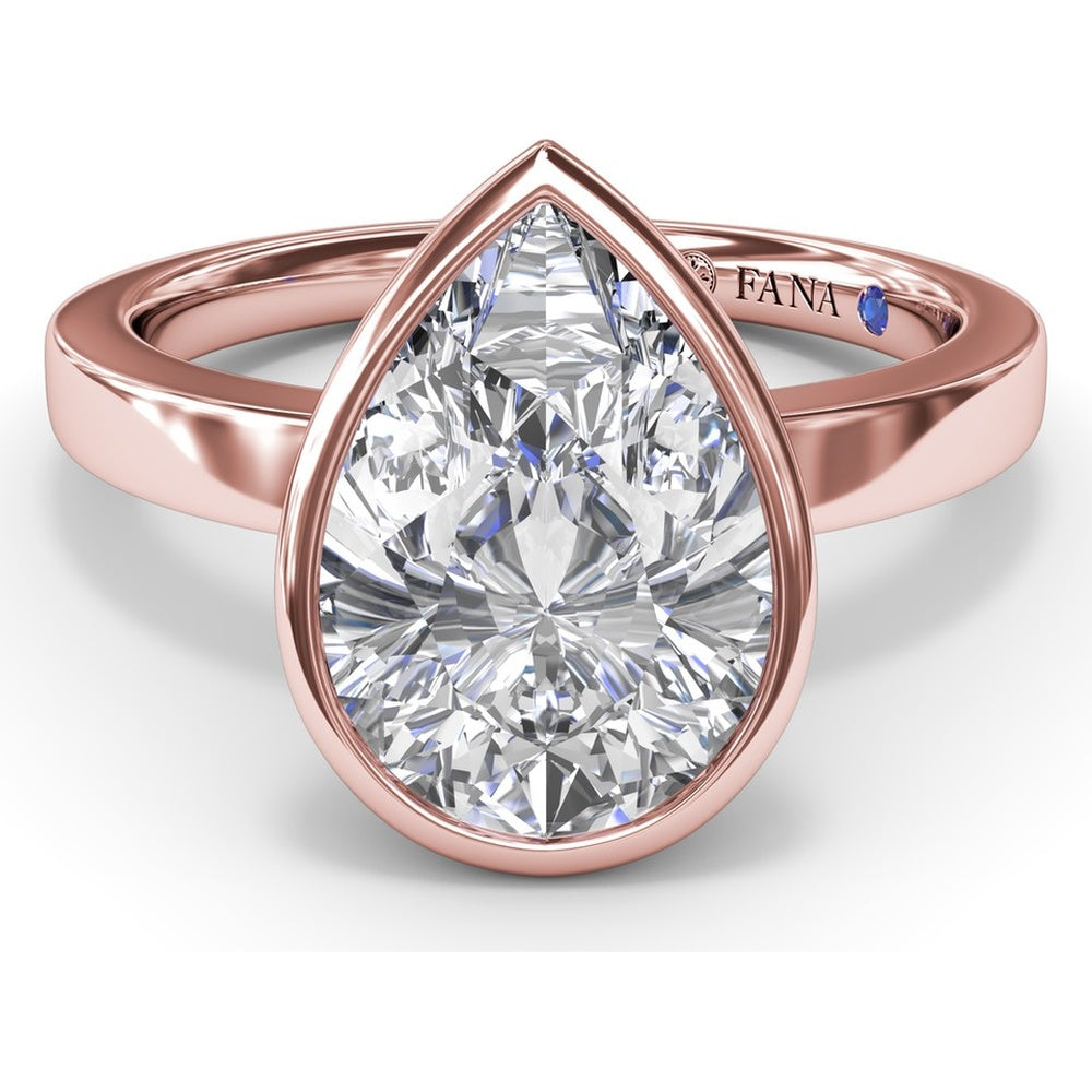 Bezel Set Pear-Shaped Diamond Engagement Ring Setting by Fana