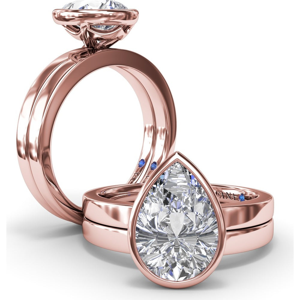 Bezel Set Pear-Shaped Diamond Engagement Ring Setting by Fana