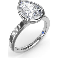 Bezel Set Pear-Shaped Diamond Engagement Ring Setting by Fana