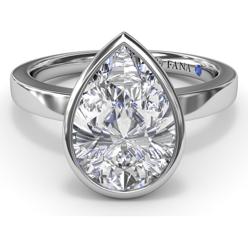 Bezel Set Pear-Shaped Diamond Engagement Ring Setting by Fana