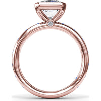 Bezel Set Radiant Cut Diamond Engagement Ring with Flush Set Sapphires (Sapphire Total Weight 0.37 Carat) by Fana