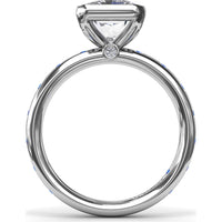 Bezel Set Radiant Cut Diamond Engagement Ring with Flush Set Sapphires (Sapphire Total Weight 0.37 Carat) by Fana