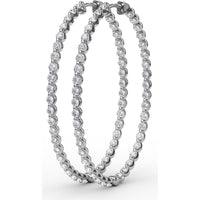 Bezel Set Round Diamond Hoop Earrings by Fana - 2.87 Carat Total Diamond Weight