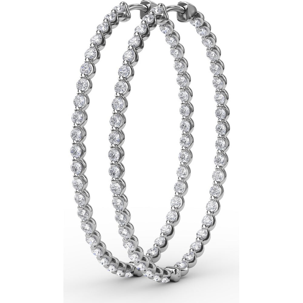 Bezel Set Round Diamond Hoop Earrings by Fana - 2.87 Carat Total Diamond Weight