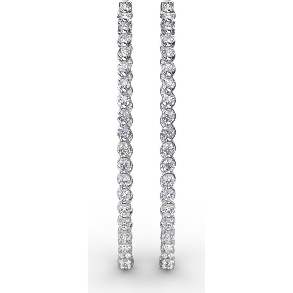 Bezel Set Round Diamond Hoop Earrings by Fana - 2.87 Carat Total Diamond Weight