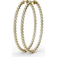 Bezel Set Round Diamond Hoop Earrings by Fana - 2.87 Carat Total Diamond Weight