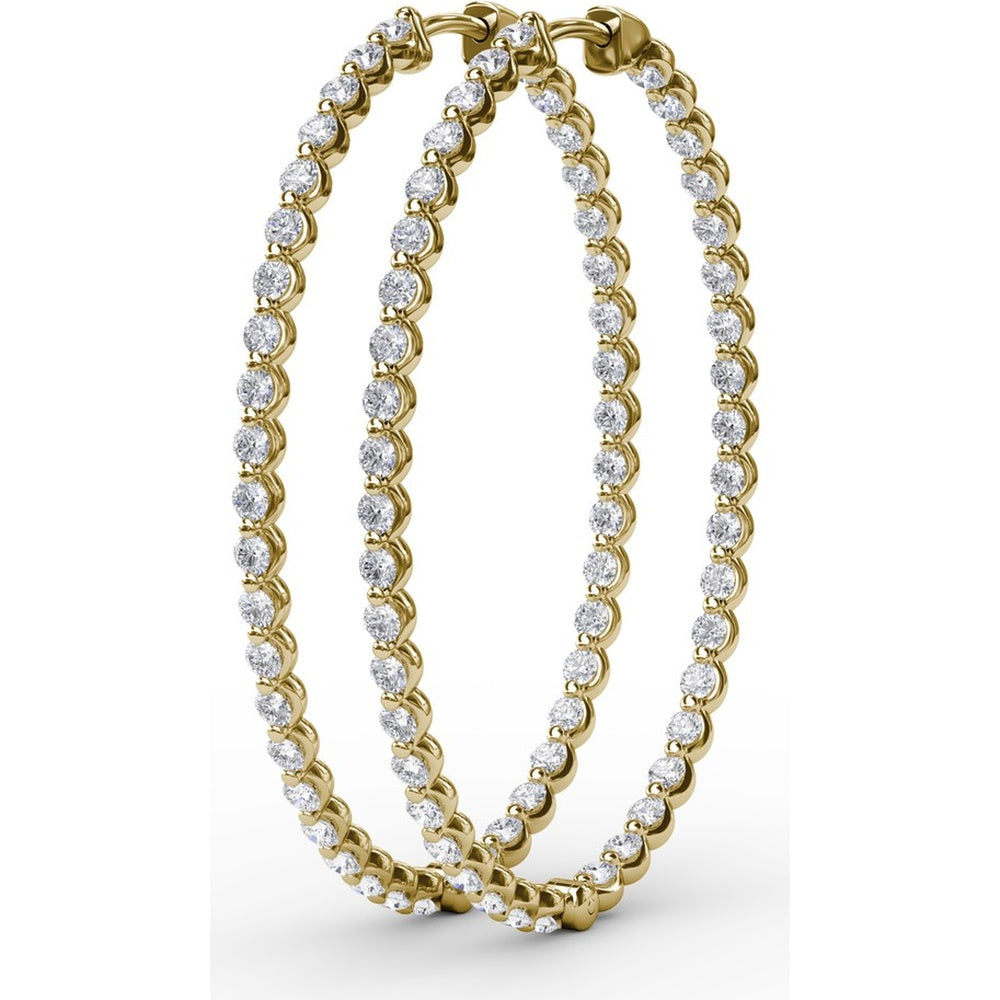 Bezel Set Round Diamond Hoop Earrings by Fana - 2.87 Carat Total Diamond Weight