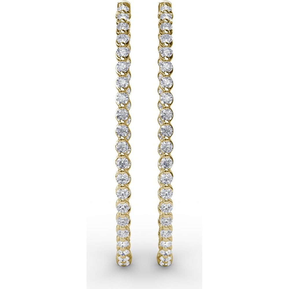 Bezel Set Round Diamond Hoop Earrings by Fana - 2.87 Carat Total Diamond Weight