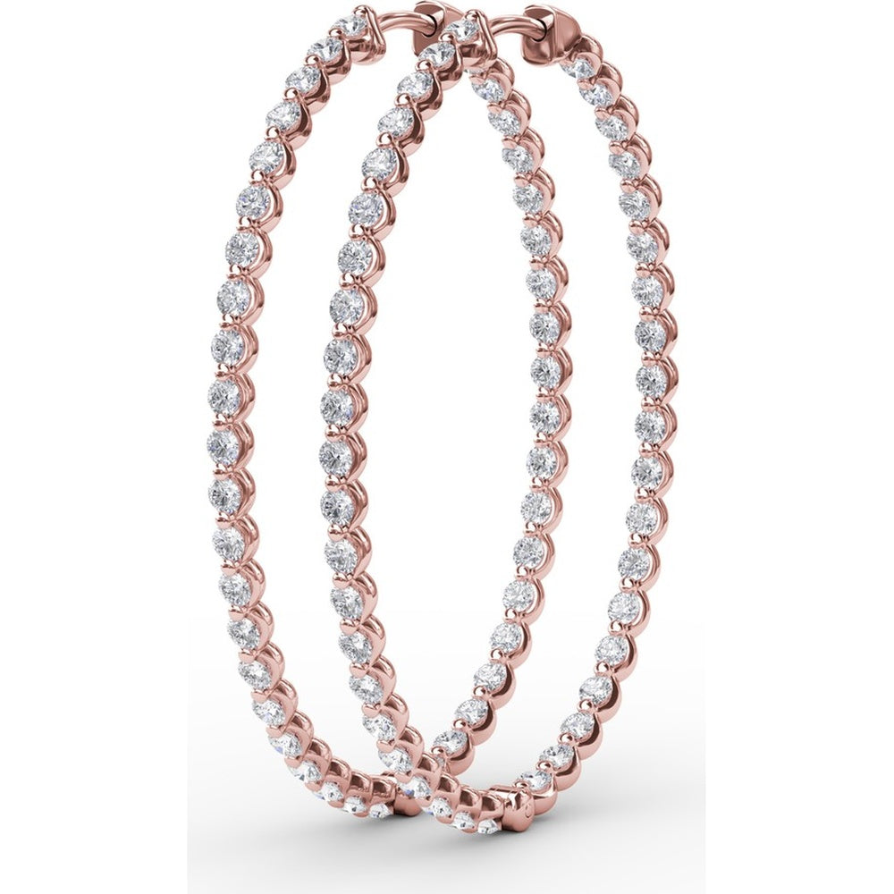 Bezel Set Round Diamond Hoop Earrings by Fana - 2.87 Carat Total Diamond Weight