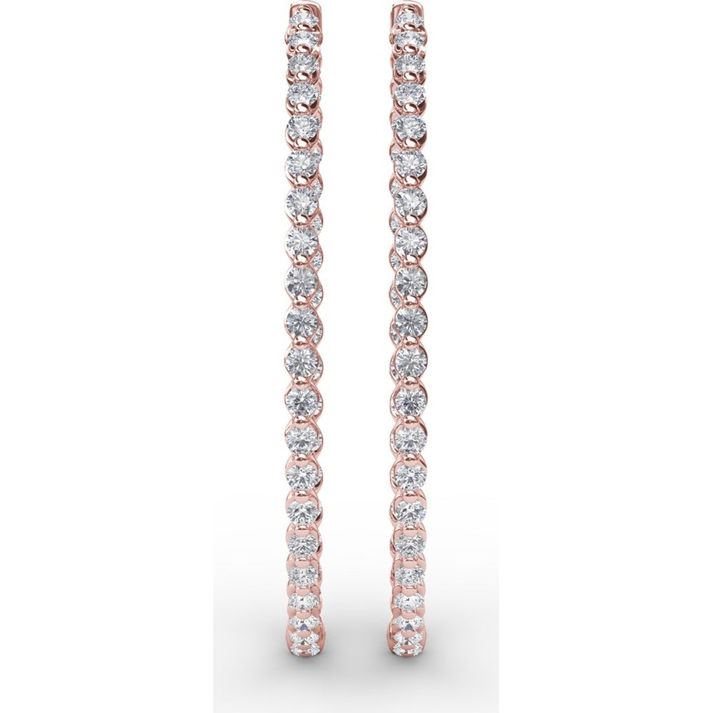 Bezel Set Round Diamond Hoop Earrings by Fana - 2.87 Carat Total Diamond Weight