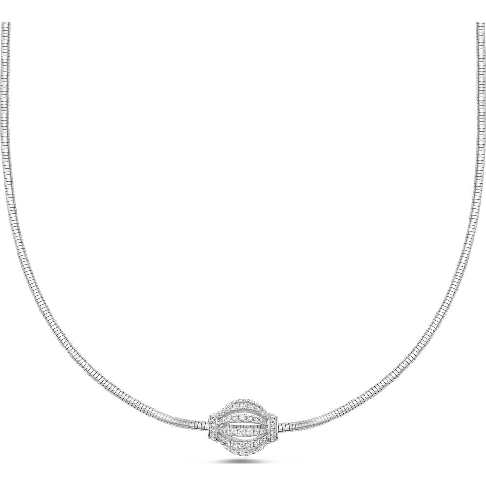 Birdcage Diamond Rondel Pendant Necklace in 18K White Gold by Charles Krypell